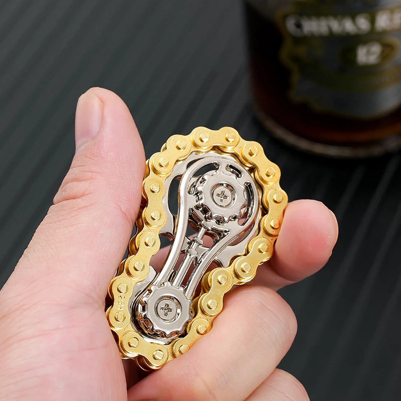 Sprockets Flywheel Gyro Fidget Spinner – Metal Bike Chain EDC