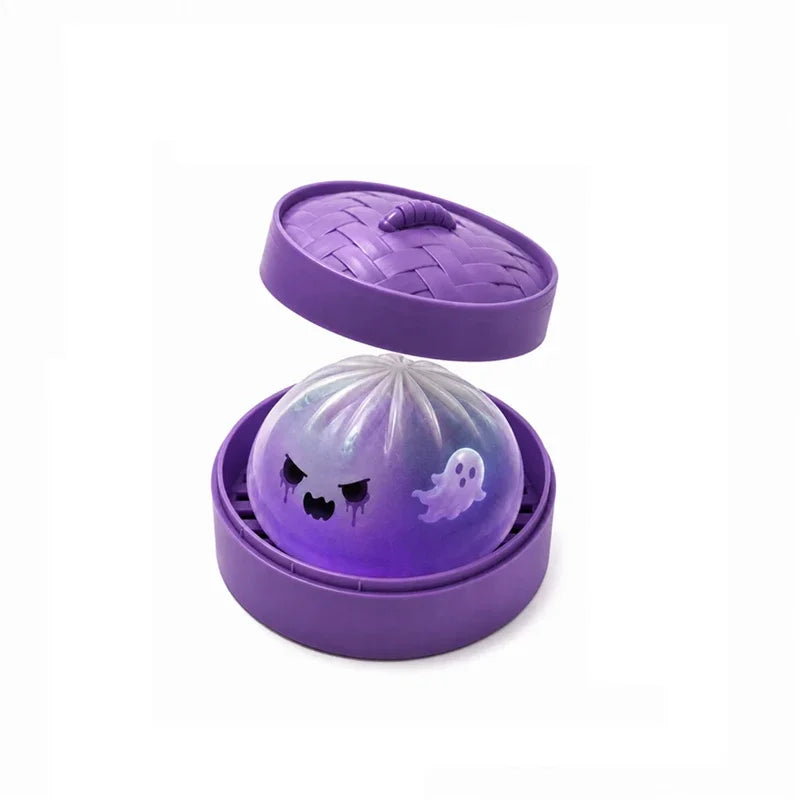 Cartoon Ghost Series Stress Relieving Toy Ghost Bun Soft, Slow, Elastic Squid Toy Clip Steamer Steamed Bun Squeezing Toy Gift