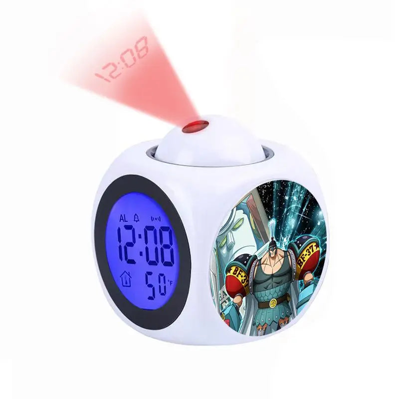 Anime One Piece Luffy Projection Alarm Clock Digital Led Clock with Time & Temperature Display Projector Night Light for Bedroom - photo 2