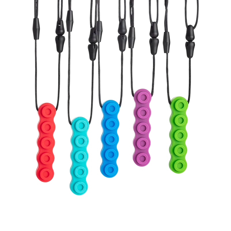 1PC Sensory Chew Necklace Block Chewy Silicone Teether Kids Teething Chew Pendant Oral Motor Toys Therapy Tools for Autism