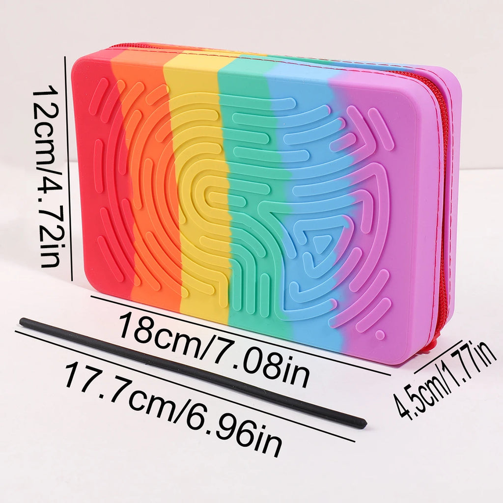 Silicone Rainbow Desk Stationery Fidget Toy 20 Strings Educational Sensory Puzzle Food Grade BPA Free for Student