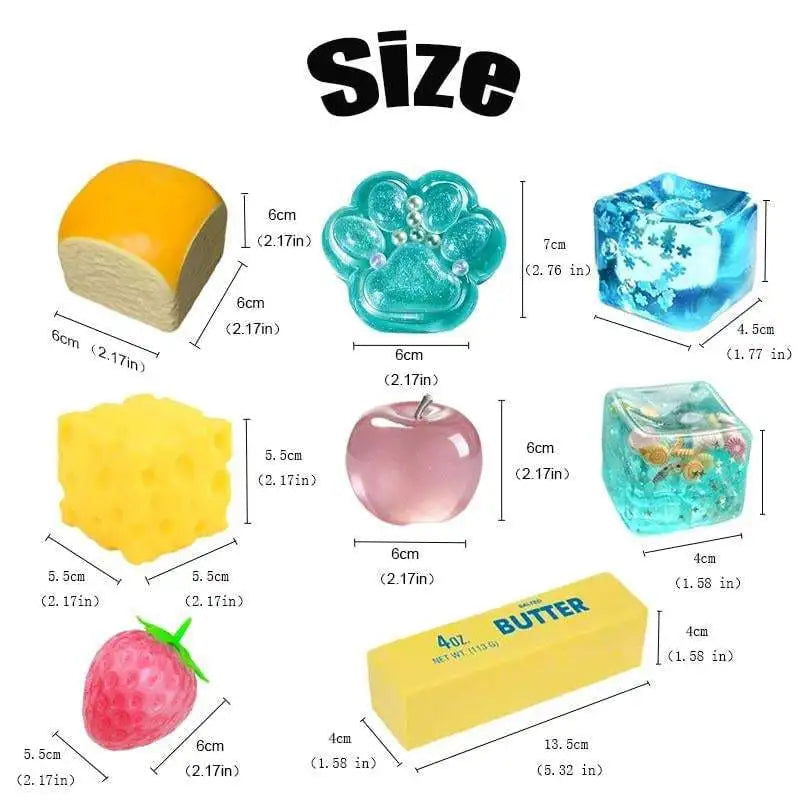 NEW 8pcs/set Mystery Box Slow Rising Squeeze Balls Soft Stretchy Squishy Sensory Fidget Toy for Anxiety Relief Birthday Gifts